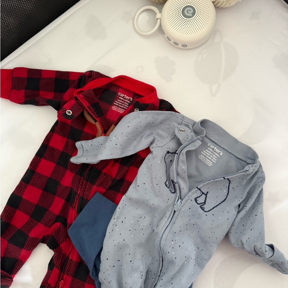 Newborn Baby Footsies Outfits Bundle Moose Plaid I’m New Here Winter Cozy - Picture 5 of 6